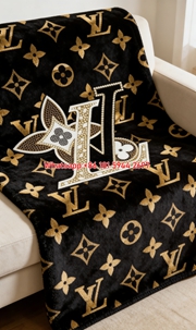 Gold Monogram LV Throw IMG_3138